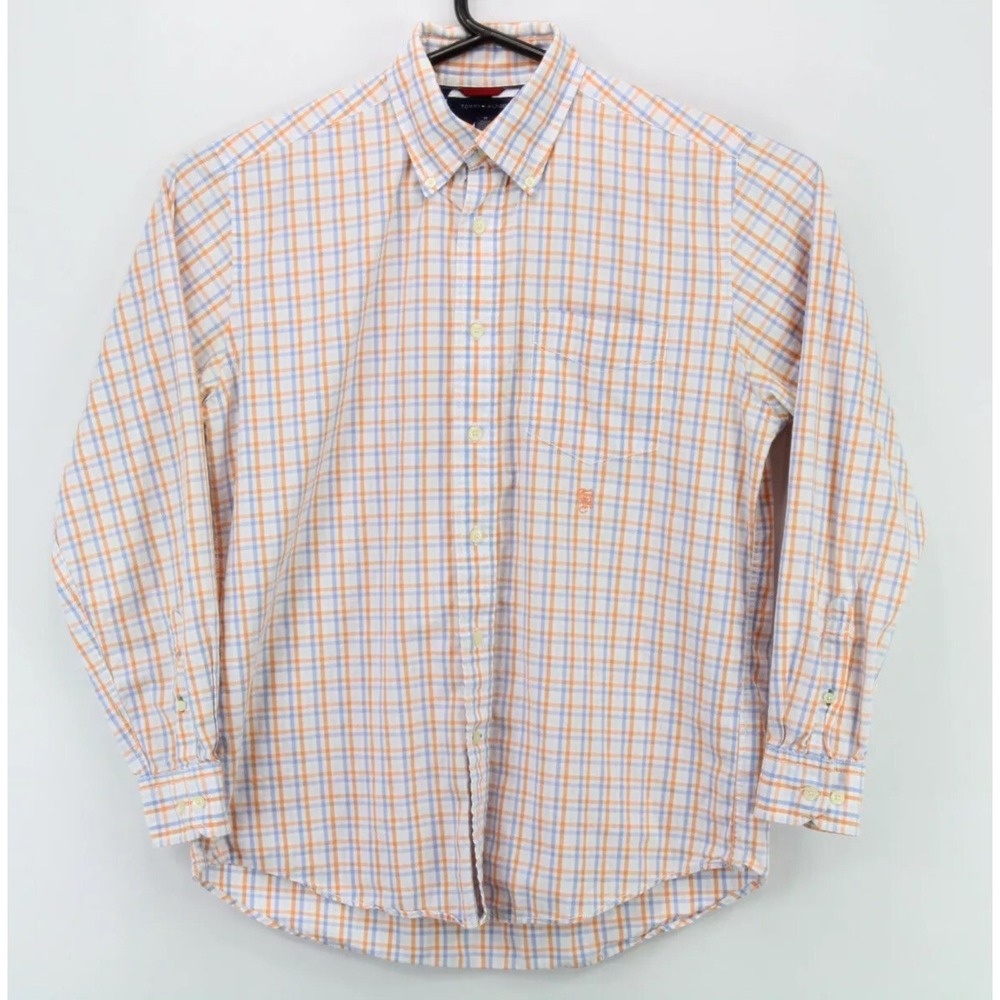 Tommy Hilfiger Mens Button Down LS Collared Shirt Medium Multicolor Plaid (2524)